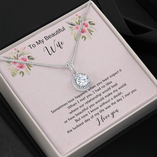 Luckiest Day To My Wife -Love You Eternal Hope Pendant Necklace