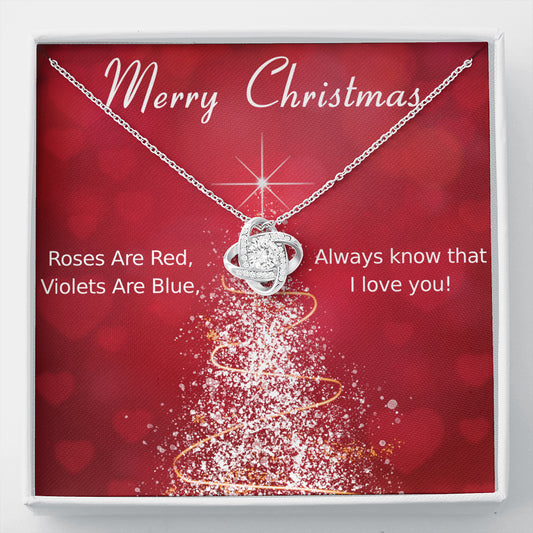 Merry Christmas Love Knot Necklace