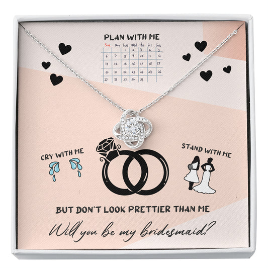 Will You Be My Bridesmaid Love Knot Necklace, Wedding Party Gift, Message Card Jewelry