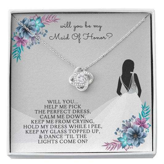 Will You Be My Maid of Honor Love Knot Necklace