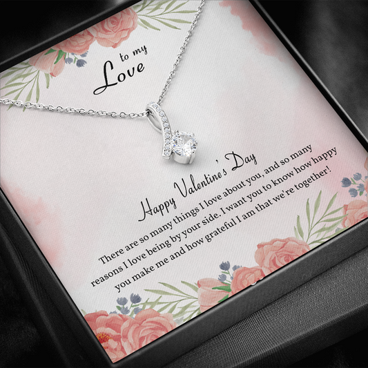 To My Love Happy Valentine's Day Petite Ribbon Shaped Pendant
