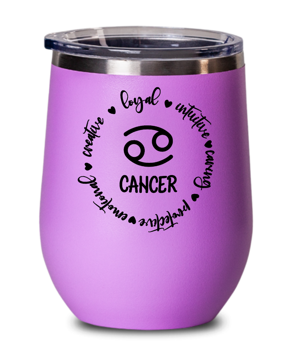 Zodiac Traits of Cancer - 12 oz Wine Tumbler