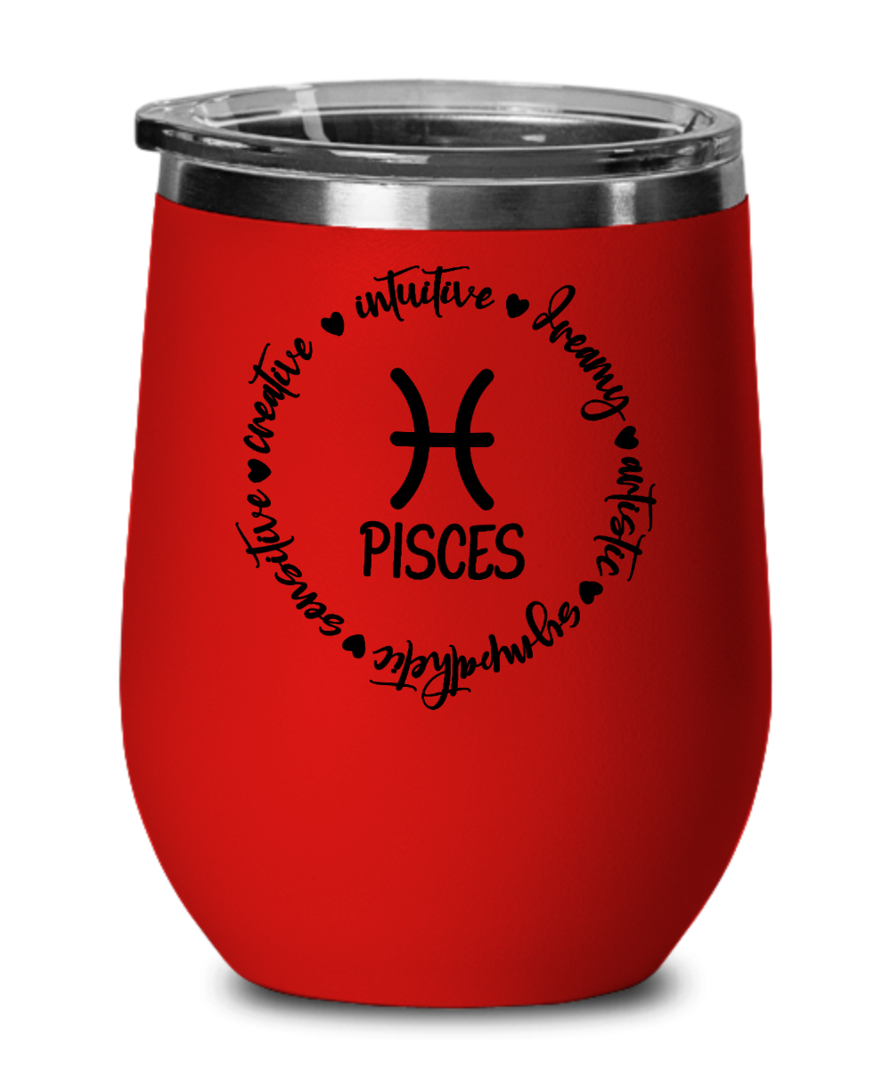 Traits of Pisces 12oz Wine Tumbler