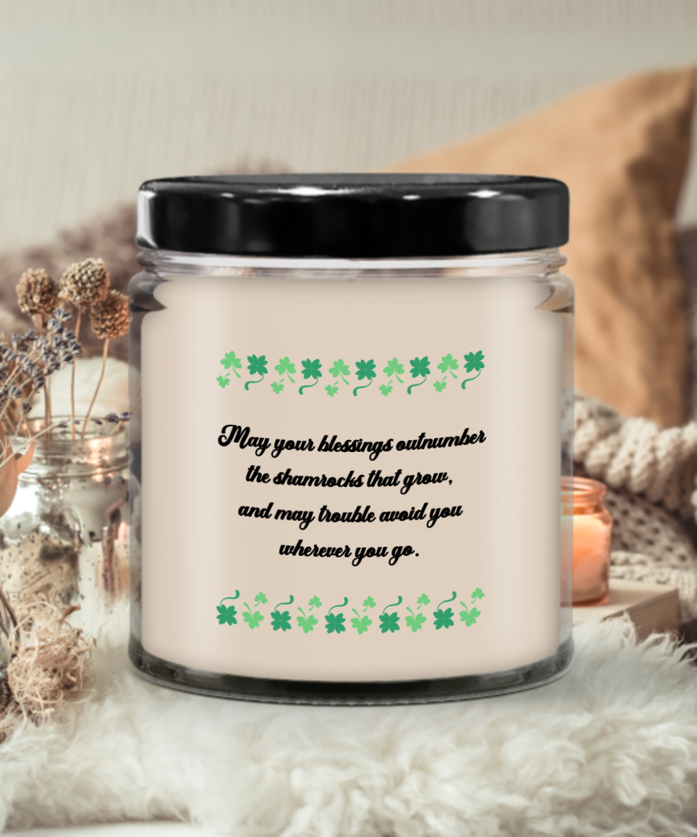 St Patrick's Day Blessings Vanilla Scented Candle - Keepsake Jar with Lid