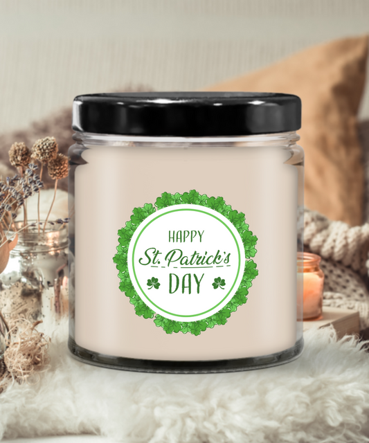 Happy St Patrick's Day Vanilla Scented Candle - Keepsake Jar with Lid
