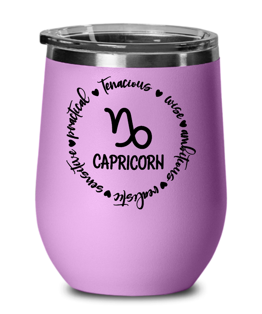 Traits of Capricorn 12oz Wine Tumbler