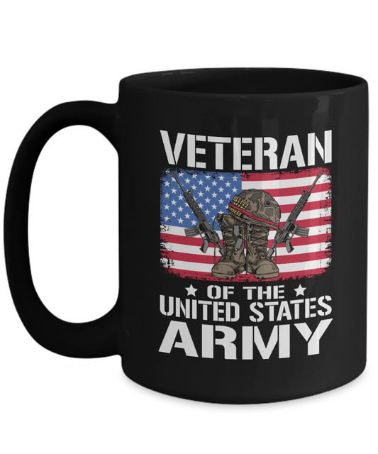 Veteran of the United States Army 15oz Black Ceramic Mug