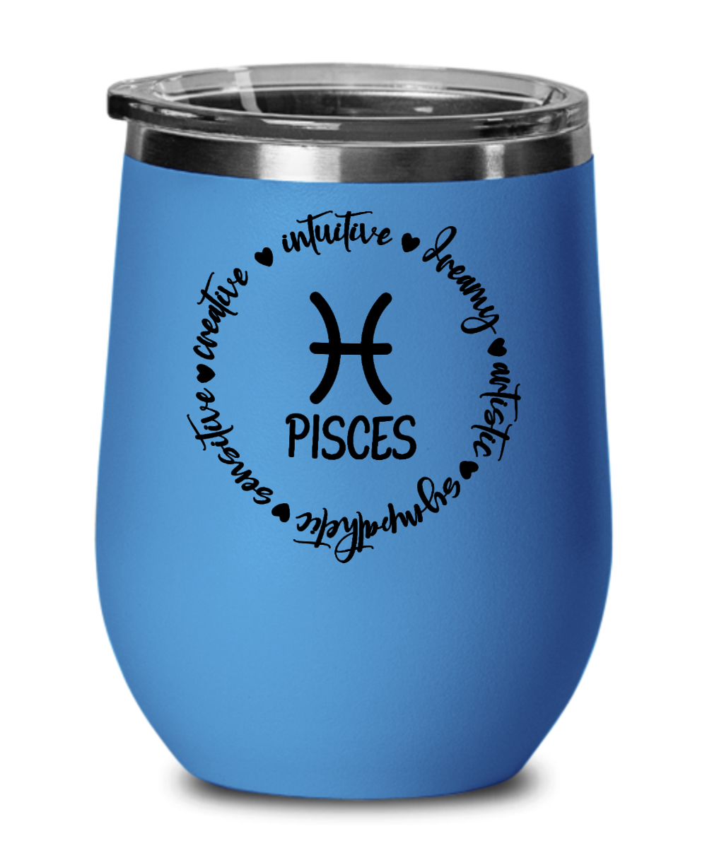 Traits of Pisces 12oz Wine Tumbler