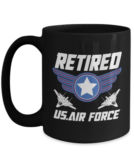 Retired US Air Force 15oz Black Ceramic Mug