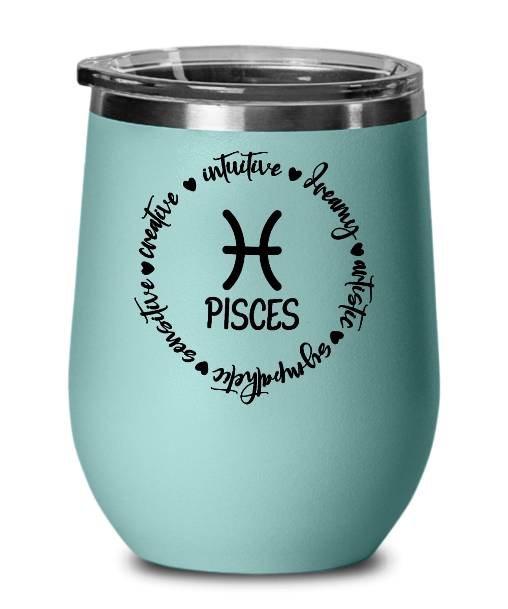 Traits of Pisces 12oz Wine Tumbler