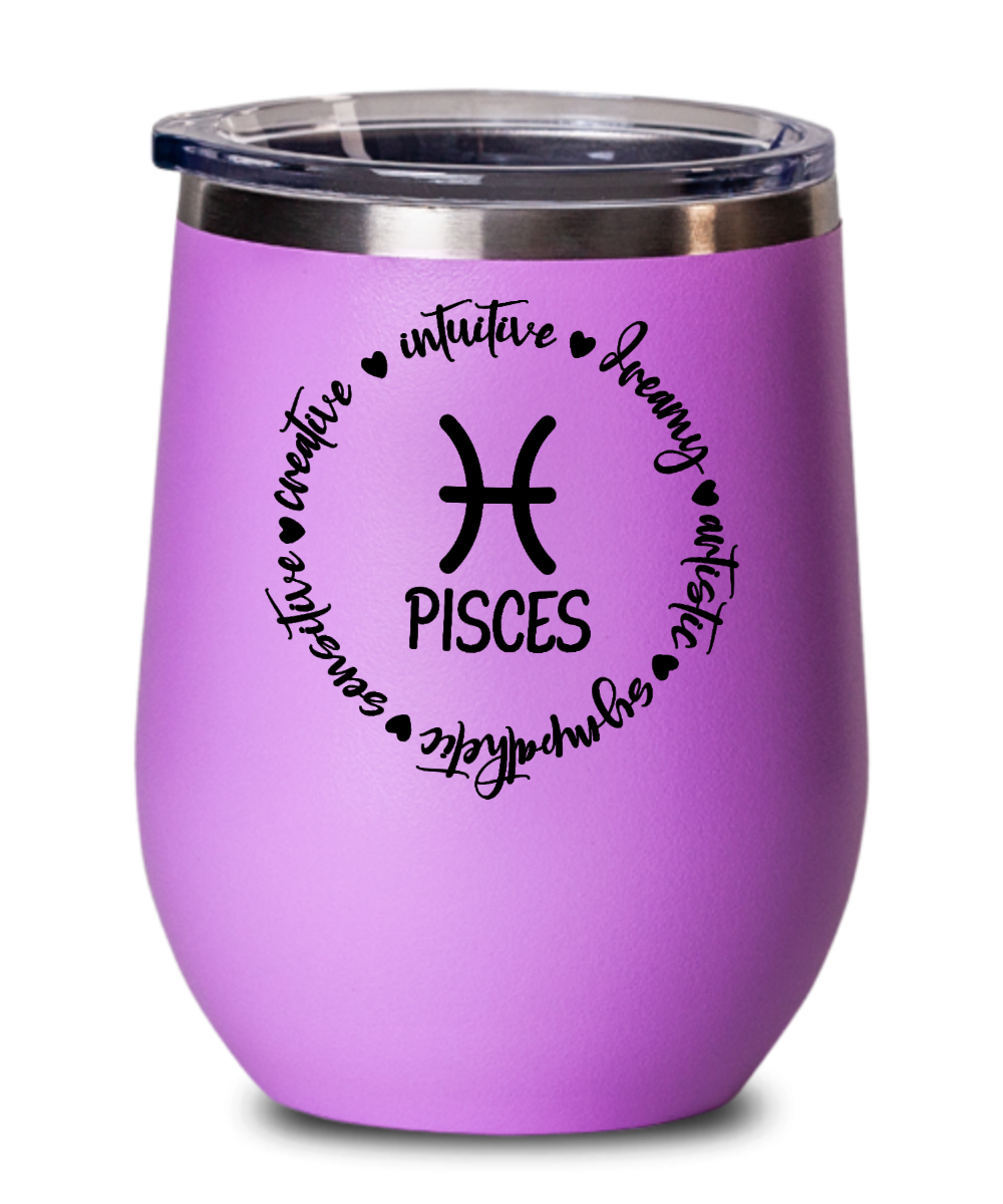 Traits of Pisces 12oz Wine Tumbler