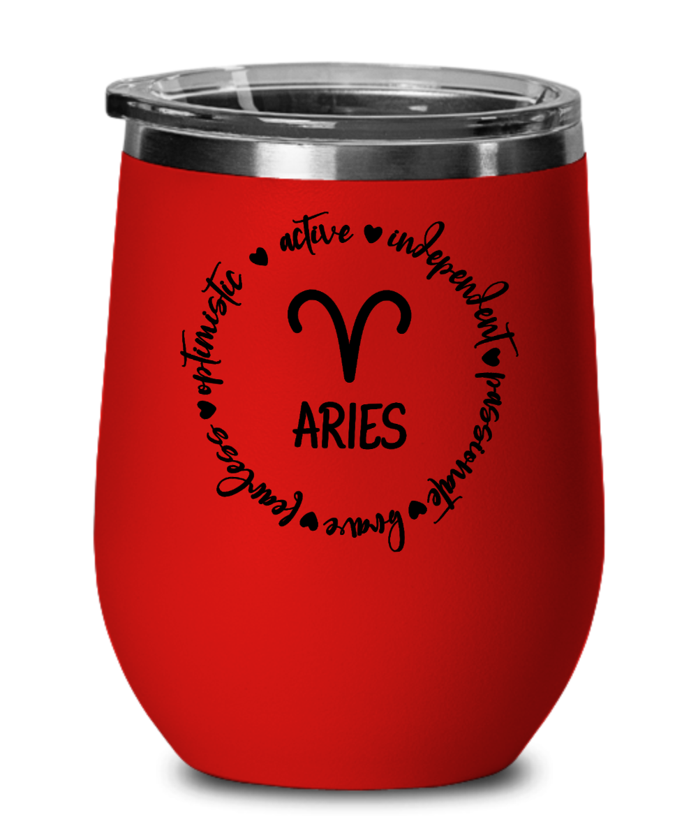 Zodiac Traits of Aries - 12oz Wine Tumbler