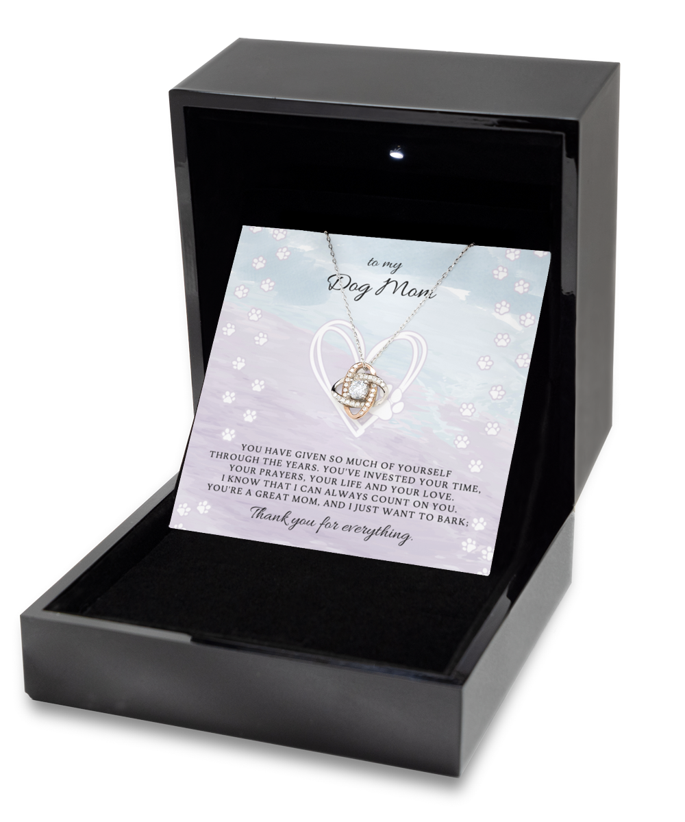 To My Dog Mom Love Knot Rose Gold Necklace