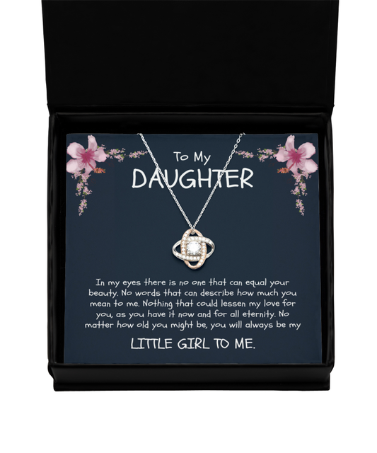 To My Daughter Rose Gold Love Knot Necklace