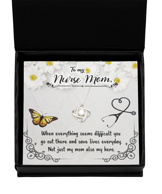 To My Nurse Mom Love Knot Pendant .925 Sterling Silver Mother's Day or Any Day