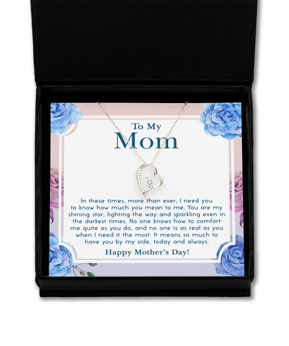 To My Mom Stunning Solitaire Crystal Necklace Gift for Mother's Day