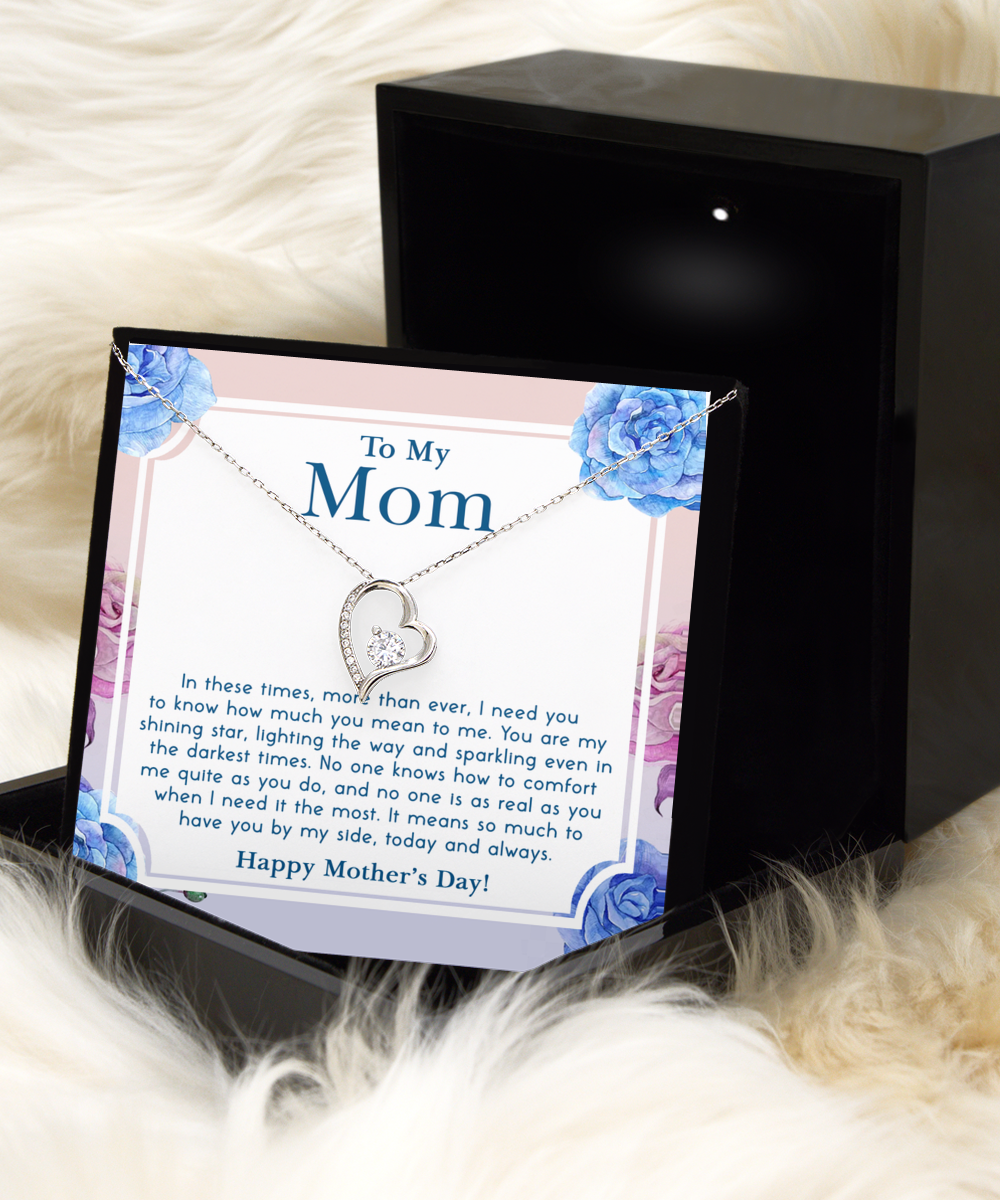 To My Mom Stunning Solitaire Crystal Necklace Gift for Mother's Day