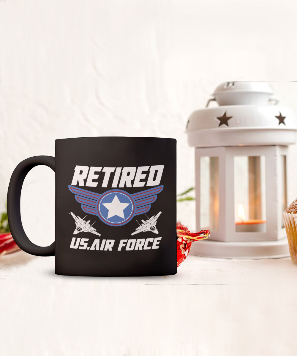 Retired US Air Force 15oz Black Ceramic Mug