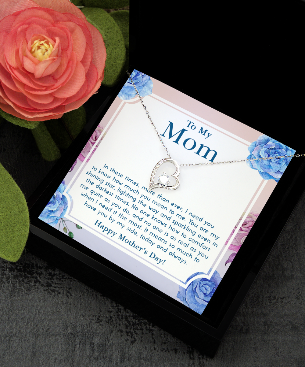 To My Mom Stunning Solitaire Crystal Necklace Gift for Mother's Day