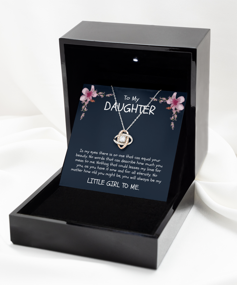 To My Daughter Rose Gold Love Knot Necklace