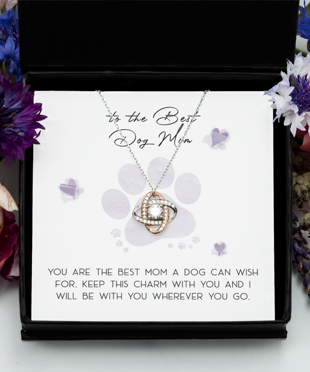 To The Best Dog Mom Love Knot Rose Gold Pendant