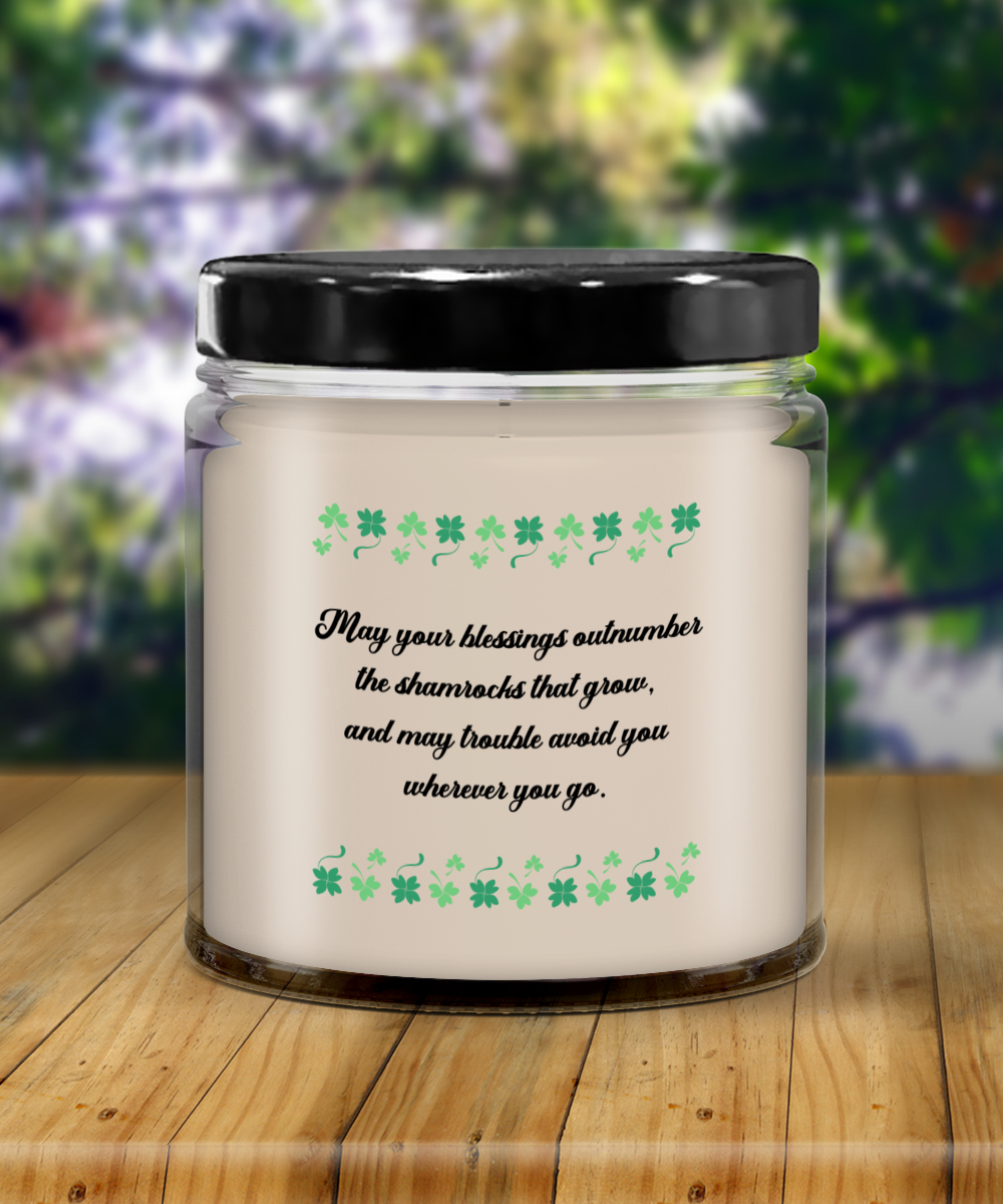 St Patrick's Day Blessings Vanilla Scented Candle - Keepsake Jar with Lid