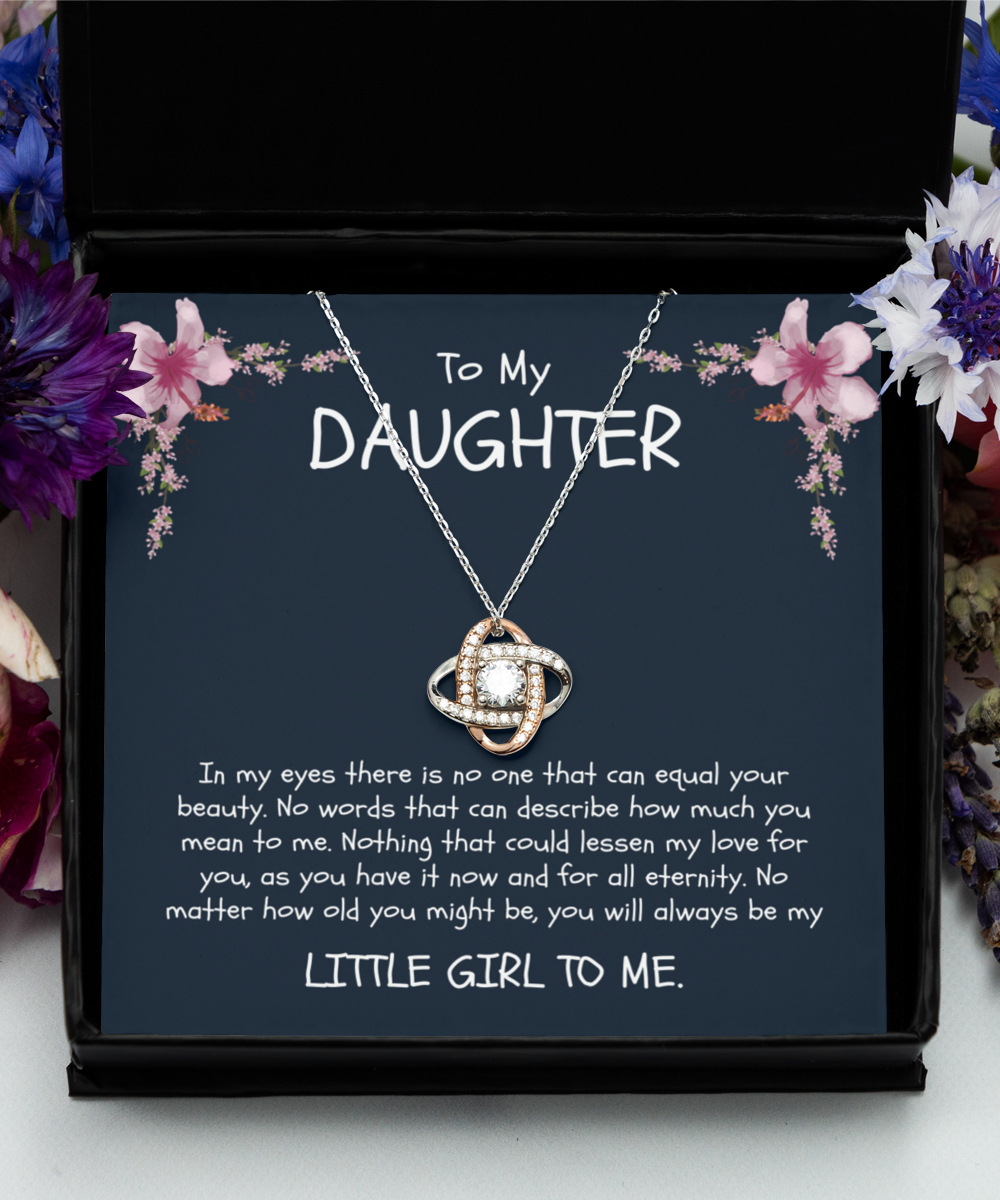 To My Daughter Rose Gold Love Knot Necklace