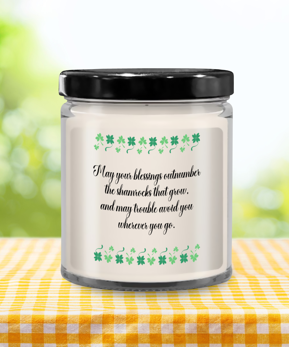 St Patrick's Day Blessings Vanilla Scented Candle - Keepsake Jar with Lid