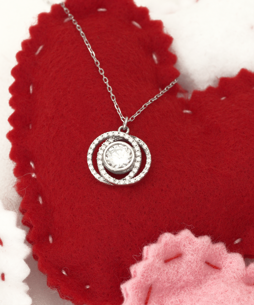 To My Mom Stunning Silver Double Crystal Circle Necklace Gift for Mother's Day, Birthday, Any Day