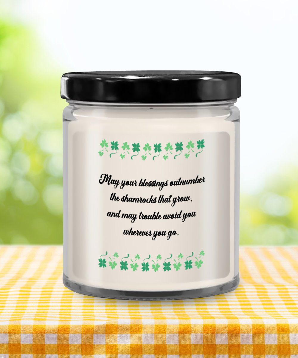 St Patrick's Day Blessings Vanilla Scented Candle - Keepsake Jar with Lid