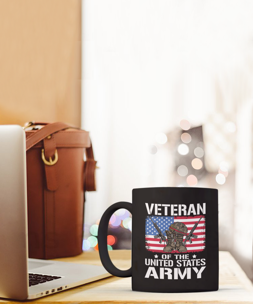 Veteran of the United States Army 15oz Black Ceramic Mug