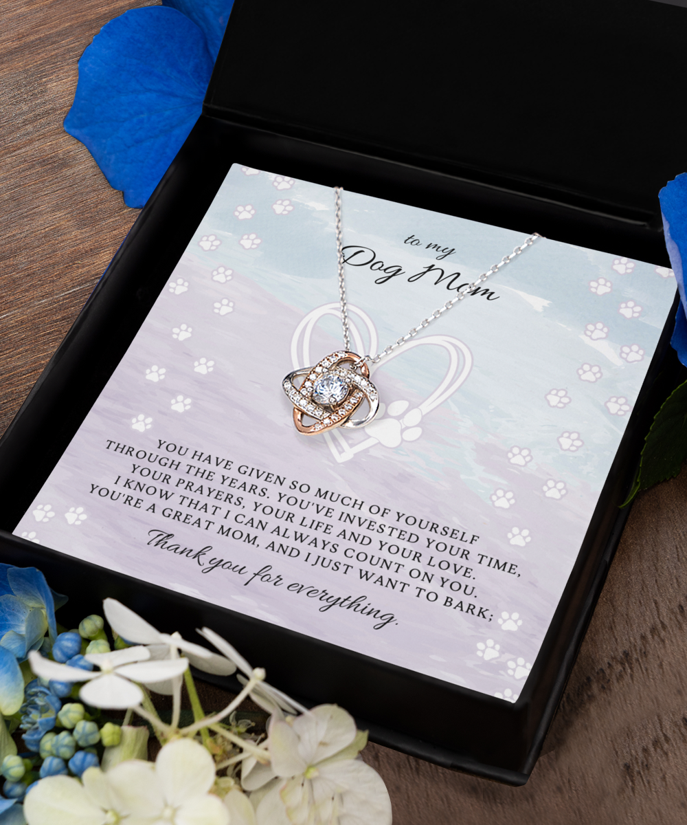 To My Dog Mom Love Knot Rose Gold Necklace