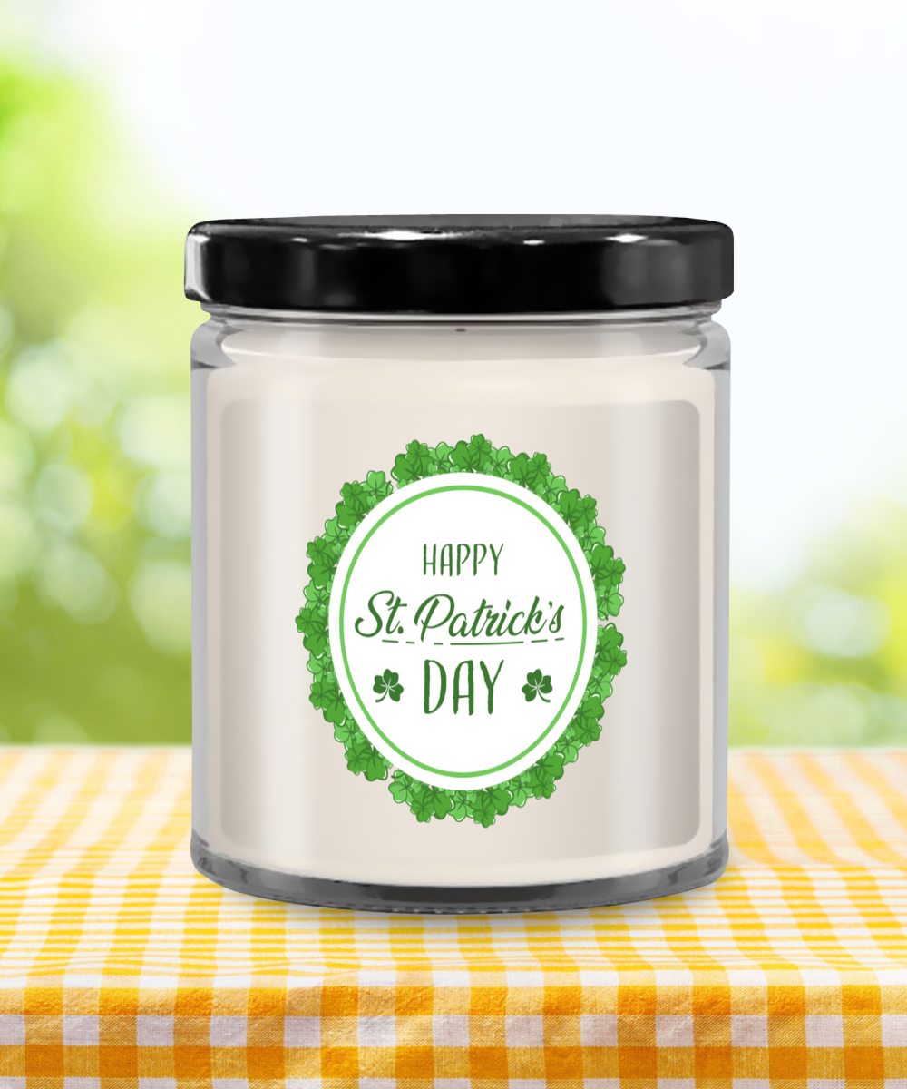 Happy St Patrick's Day Vanilla Scented Candle - Keepsake Jar with Lid