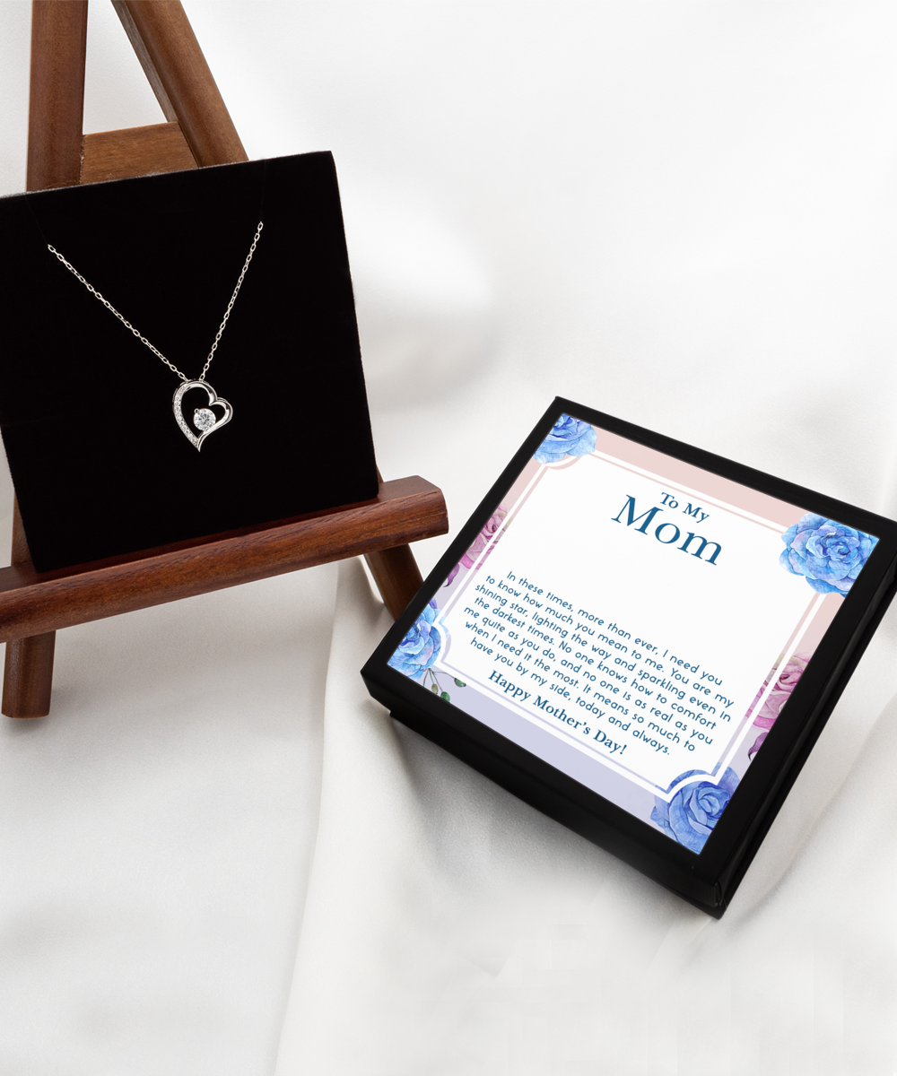 To My Mom Stunning Solitaire Crystal Necklace Gift for Mother's Day