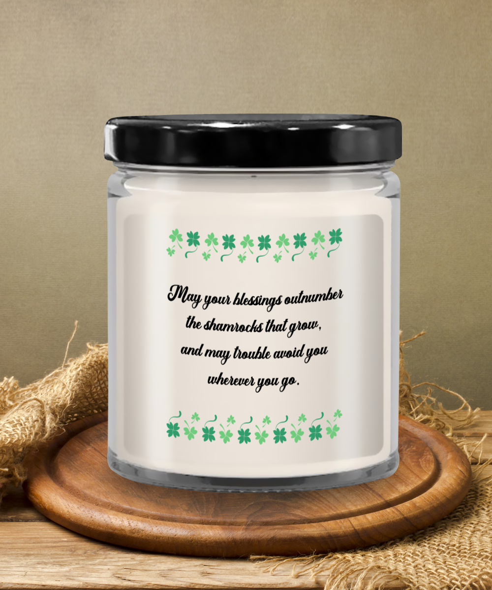 St Patrick's Day Blessings Vanilla Scented Candle - Keepsake Jar with Lid